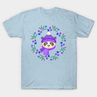 Christmas Panda Wreath T-Shirt